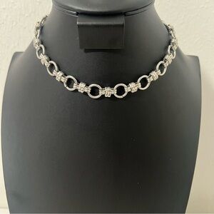 1946 Silver Circle Chain Link Necklace Casual Statement Minimalist